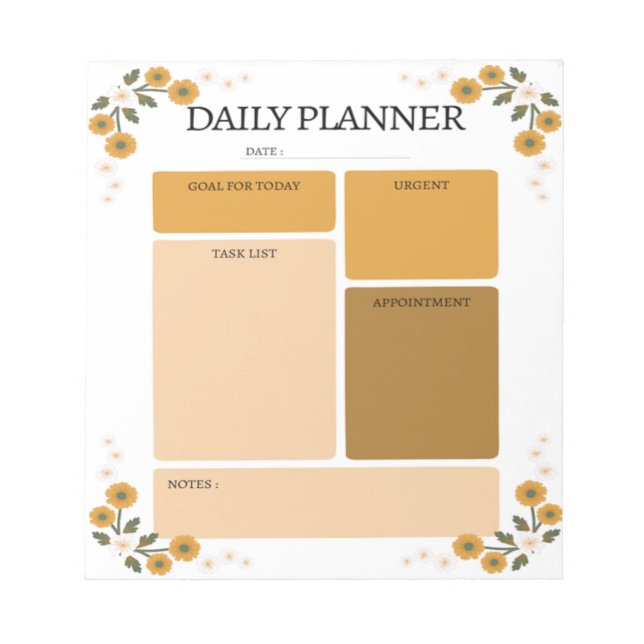 Bloc-notes Orange Floral Daily Planner (Devant)