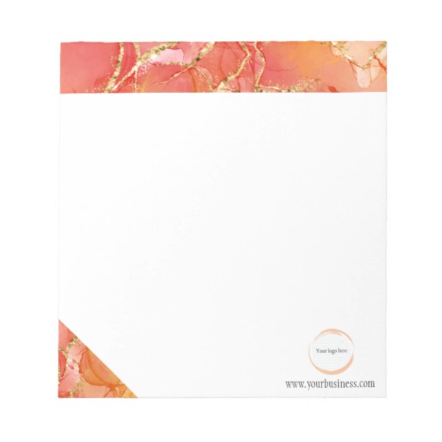 Bloc-notes Orange Gold Marble Business Branding (Devant)