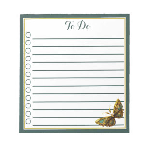 Bloc-notes Ornate Gold & Liste de papillons Turquo
