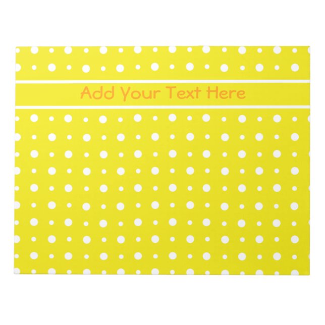 Bloc-notes ou Jotter jaune personnalisé, Pois blan (Devant)