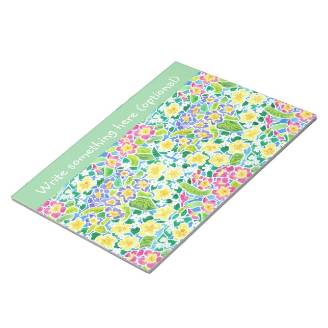 Bloc-notes ou Jotter personnalisé, Primroses, Vert (Incliné)