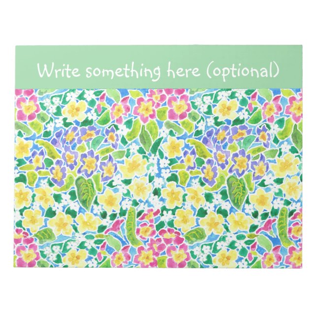 Bloc-notes ou Jotter personnalisés, Primroses, ver (Devant)