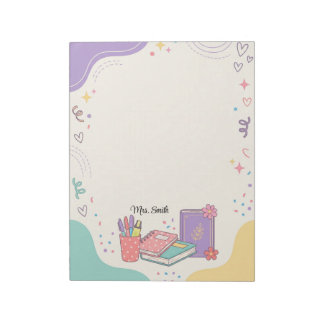 Bloc-notes pastel personnalisé pour enseignant