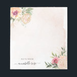 Bloc-notes Peony et Gold Foil Bloom<br><div class="desc">Conçu pour s'harmoniser avec notre collection Peony and Gold, ce bloc-notes personnalisable et personnalisable est doté de fleurs de pivoines roses et dorées luxuriantes avec feuillage vert sur un arrière - plan d'aquarelle. Pour une personnalisation plus avancée de cette conception, par exemple la modification de la disposition, de la police...</div>