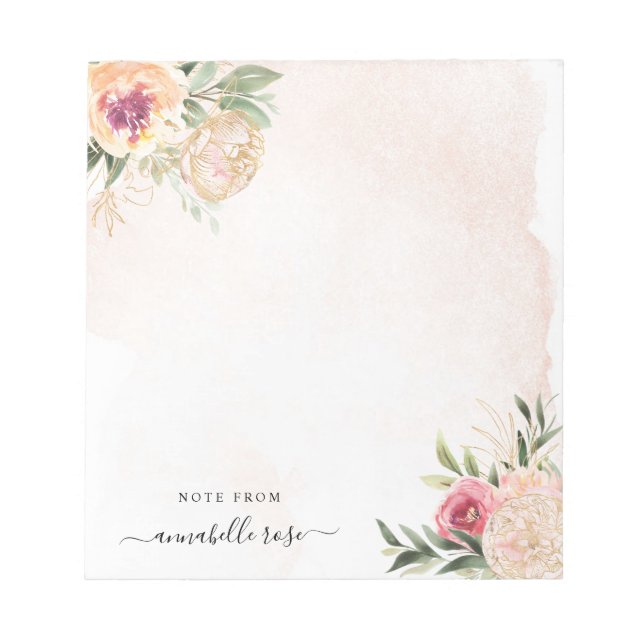 Bloc-notes Peony et Gold Foil Bloom (Devant)