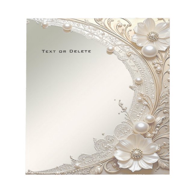Bloc-notes Perles Fleurs Blanches Modernes (Devant)