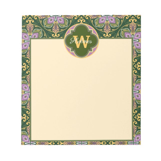 Bloc-notes Personnalisable en olive et lavande Azu (Devant)