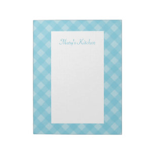 Bloc-notes personnalisé à carreaux bleu clair