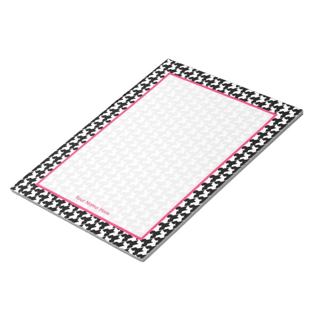 Bloc-notes personnalisé à carreaux et rose (Incliné)