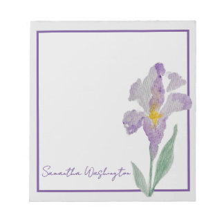 Bloc-notes personnalisé à l'aquarelle Iris Violet