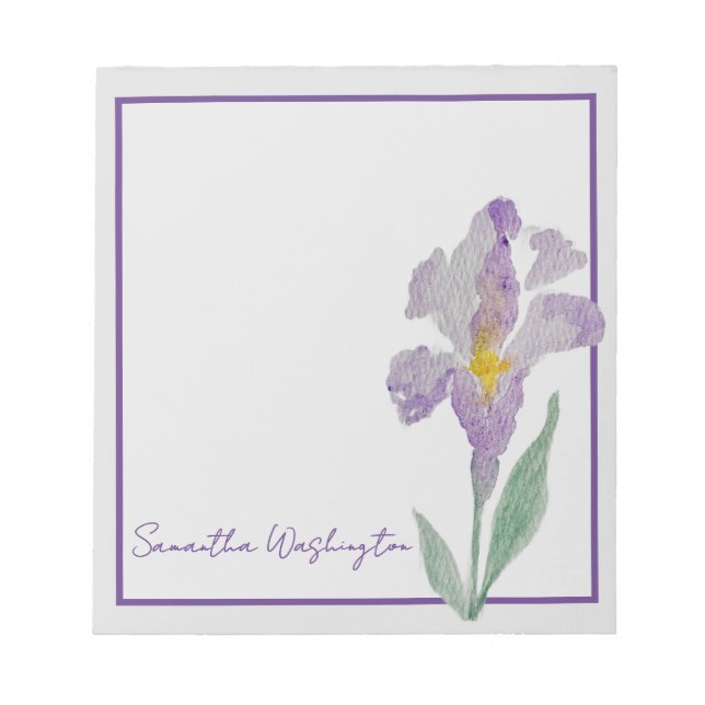Bloc-notes personnalisé à l'aquarelle Iris Violet (Devant)