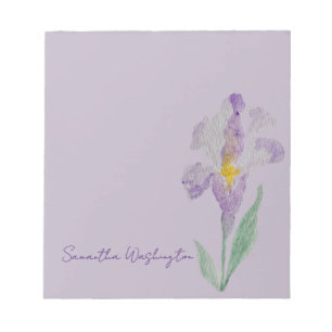 Bloc-notes personnalisé à l'aquarelle Iris Violet