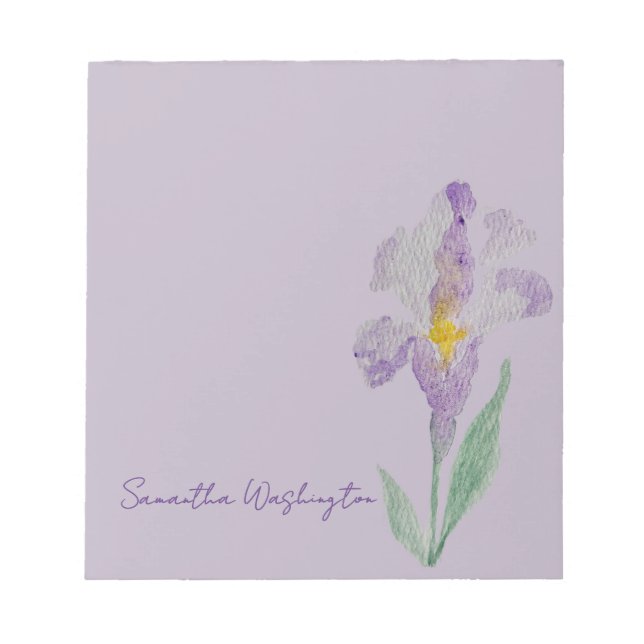 Bloc-notes personnalisé à l'aquarelle Iris Violet (Devant)