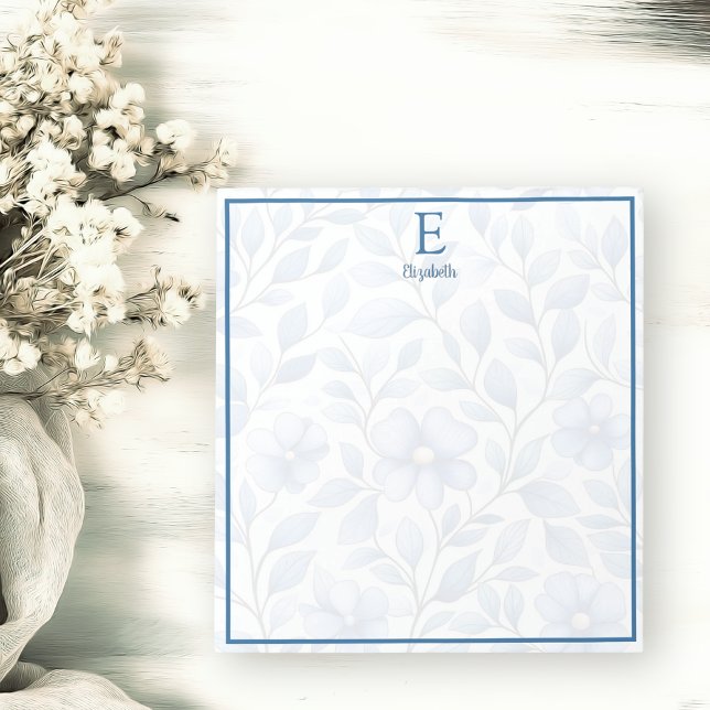 Bloc-notes personnalisé à motif floral bleu (Créateur téléchargé)