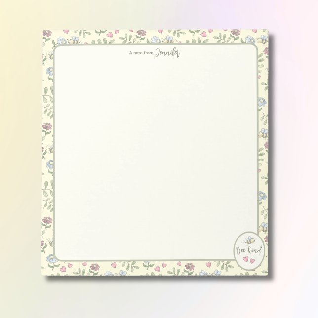 Bloc-notes personnalisé abeille gentille (Bee Kind Notepad - Add Your Name- Great Teacher Gift)
