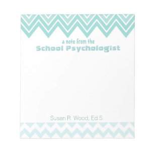Bloc-notes personnalisé Aqua Chevron School Psycho