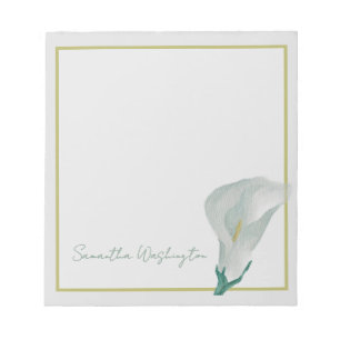 Bloc-notes personnalisé aquarelle calla lily