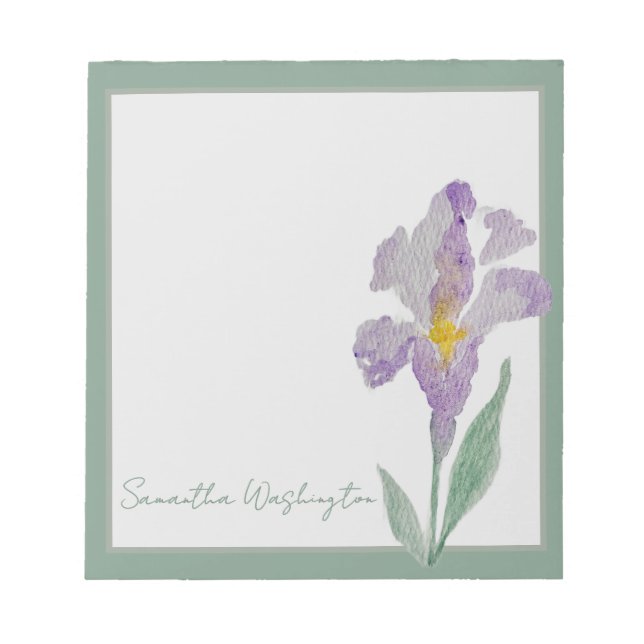 Bloc-notes personnalisé aquarelle Iris Violet (Devant)