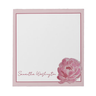 Bloc-notes personnalisé aquarelle pivoine rose