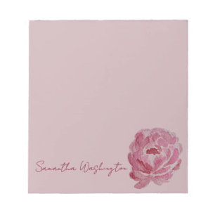 Bloc-notes personnalisé aquarelle pivoine rose