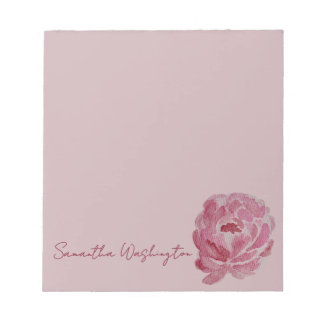 Bloc-notes personnalisé aquarelle pivoine rose