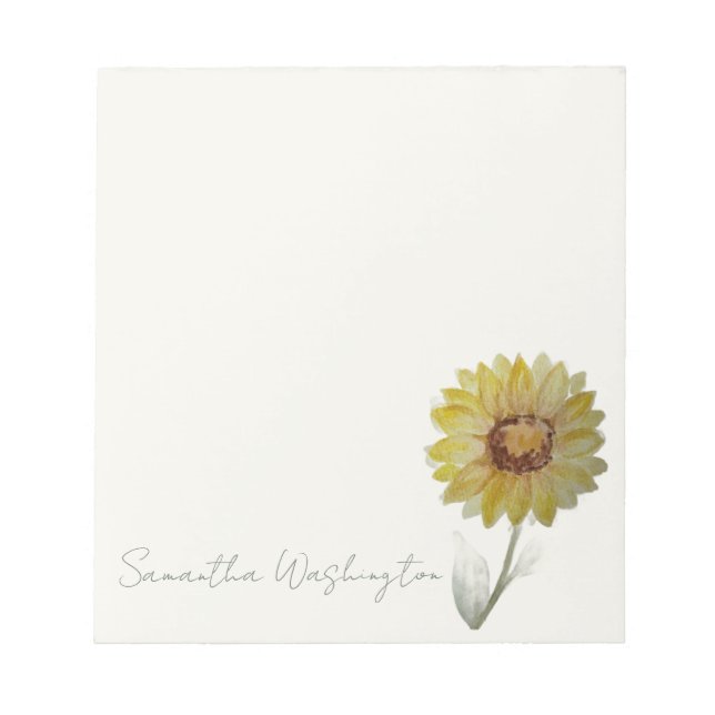 Bloc-notes personnalisé aquarelle tournesol (Devant)