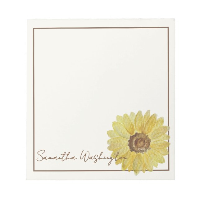 Bloc-notes personnalisé aquarelle tournesol (Devant)