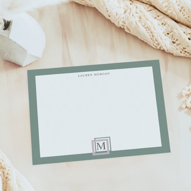 Bloc-notes personnalisé au monogramme vert pastel  (Créateur téléchargé)