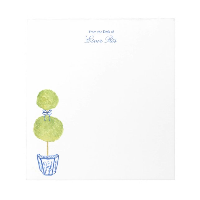 Bloc-notes personnalisé avec arbre chinoiserie ble (Devant)