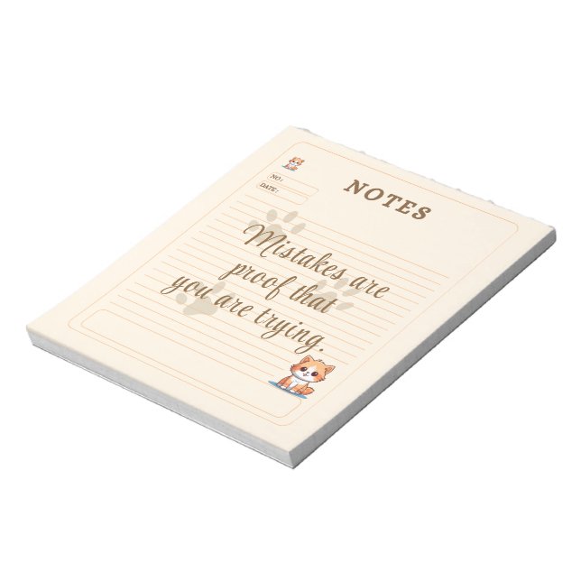 Bloc-notes personnalisé avec chaton joueur Orange  (Tourné)