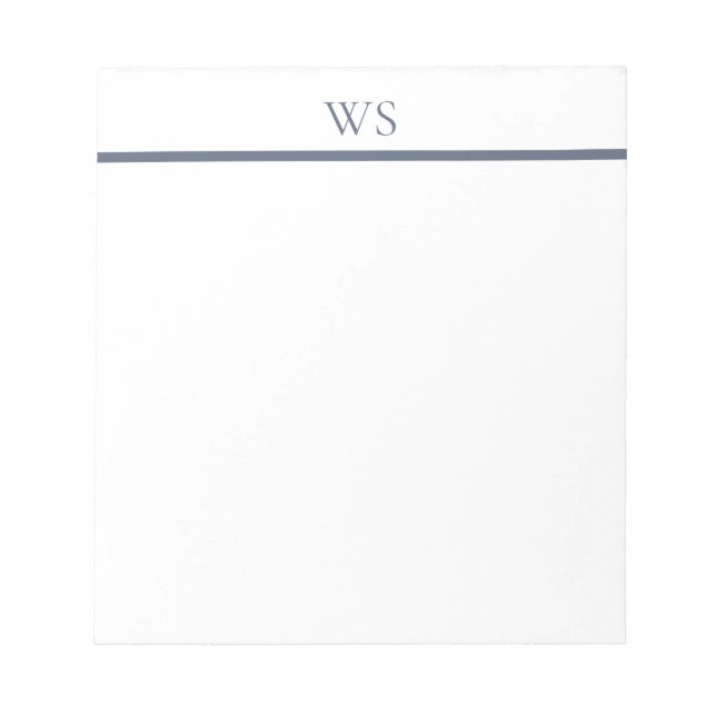 Bloc-notes personnalisé avec monogramme barre bleu (Devant)