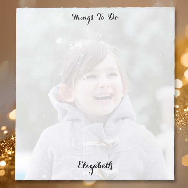 Bloc-notes personnalisé avec photo et monogramme p (Custom Photo Monogrammed Things To Do List Notepad)