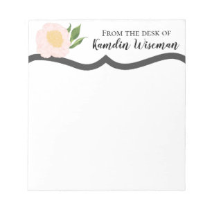 Bloc-notes personnalisé Baby Cosmos rose sur blanc