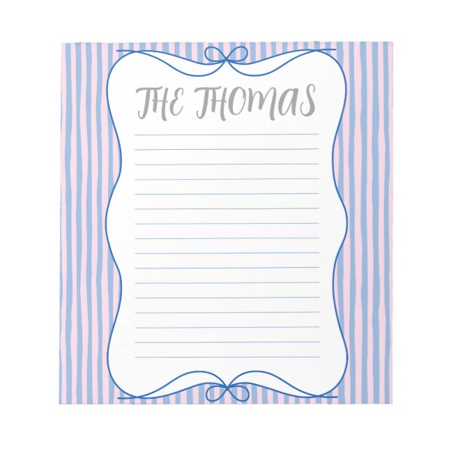 Bloc-notes personnalisé bleu rose blanc mignon (Devant)