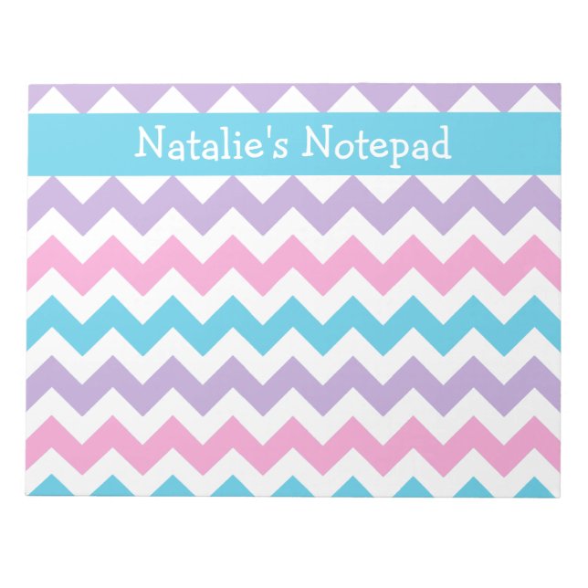 Bloc-notes personnalisé, bleu, rose, mauve (Devant)