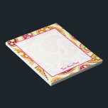 Bloc-notes personnalisé Boho Paisley<br><div class="desc">Un bloc-notes avec un arrière - plan de cachemire rose,  orange,  jaune,  bordeaux et vert. Personnalisez avec votre nom en rose.</div>