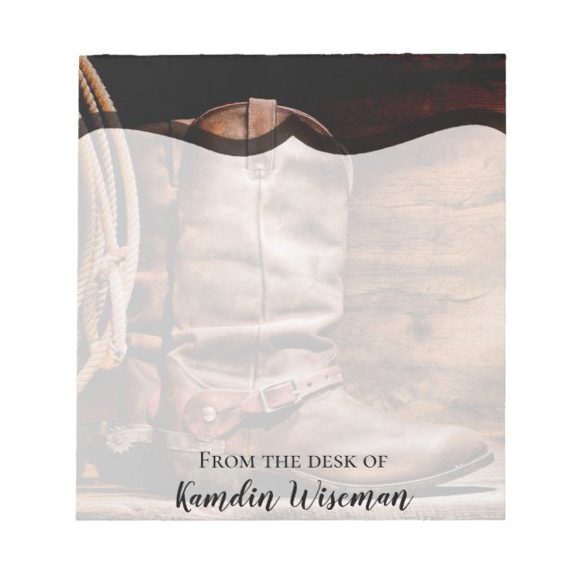 Bloc-notes personnalisé Boots de cowboy Grange Boi (Devant)