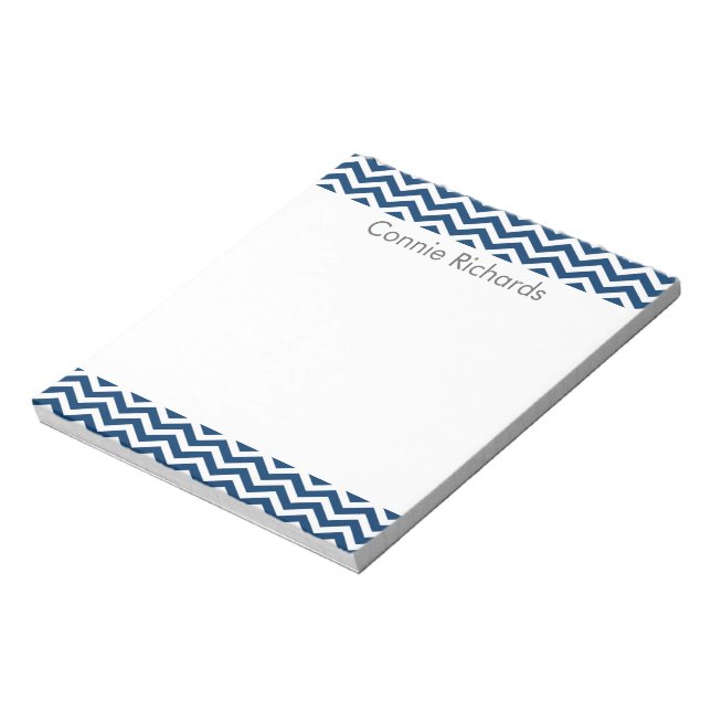 Bloc-notes personnalisé Chevron - bleu marine (Tourné)