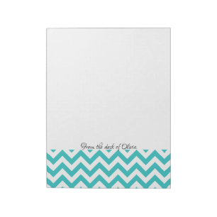 Bloc-notes personnalisé Chevron turquoise
