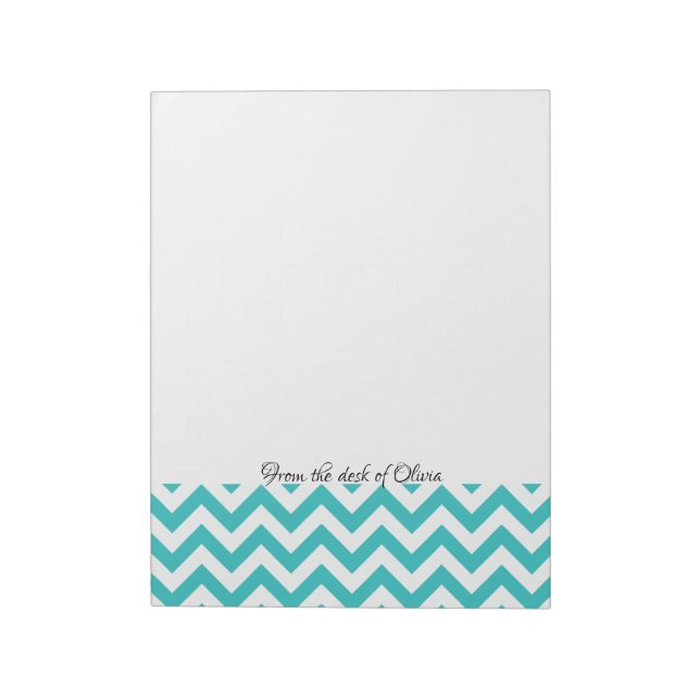 Bloc-notes personnalisé Chevron turquoise (Tourné)