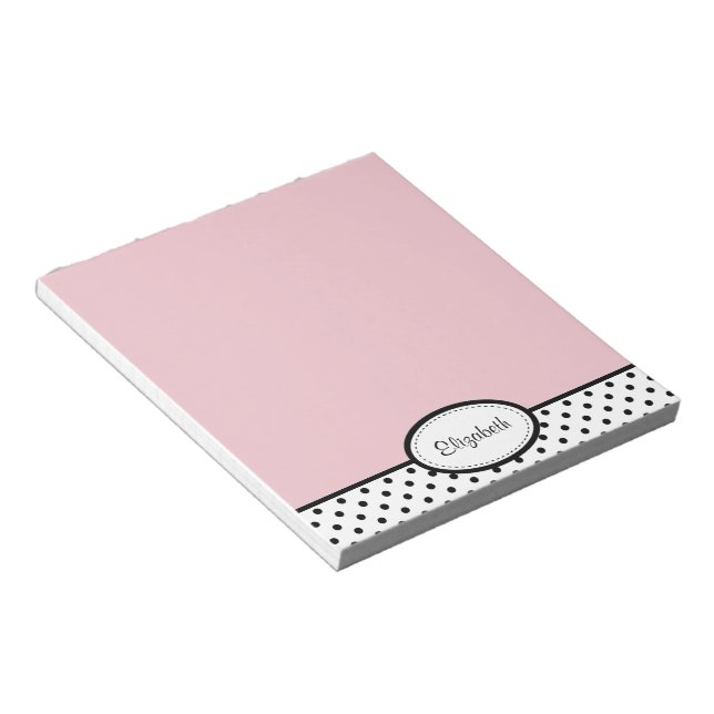 Bloc-notes personnalisé Chic Polka Dot PInk (Incliné)