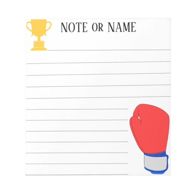 Bloc-notes personnalisé de boxe Champion (Devant)