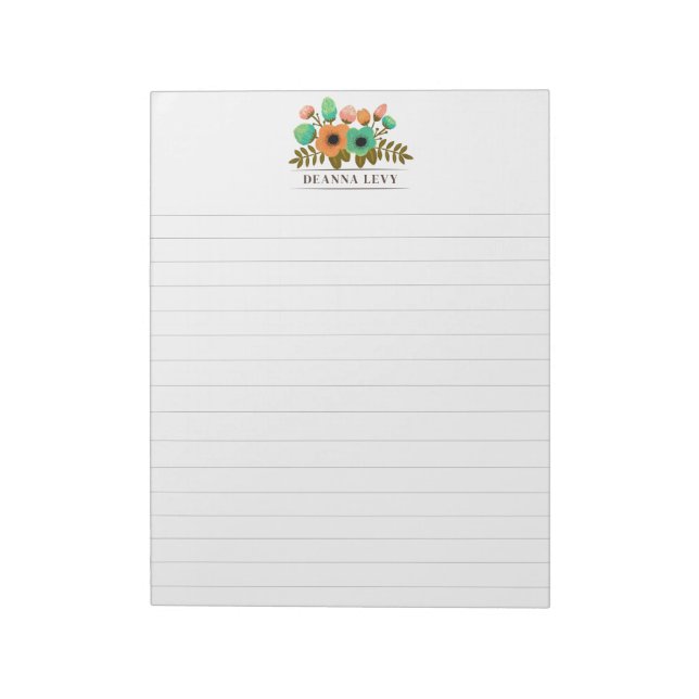 Bloc-notes personnalisé de bureau à bouquet floral (Tourné)