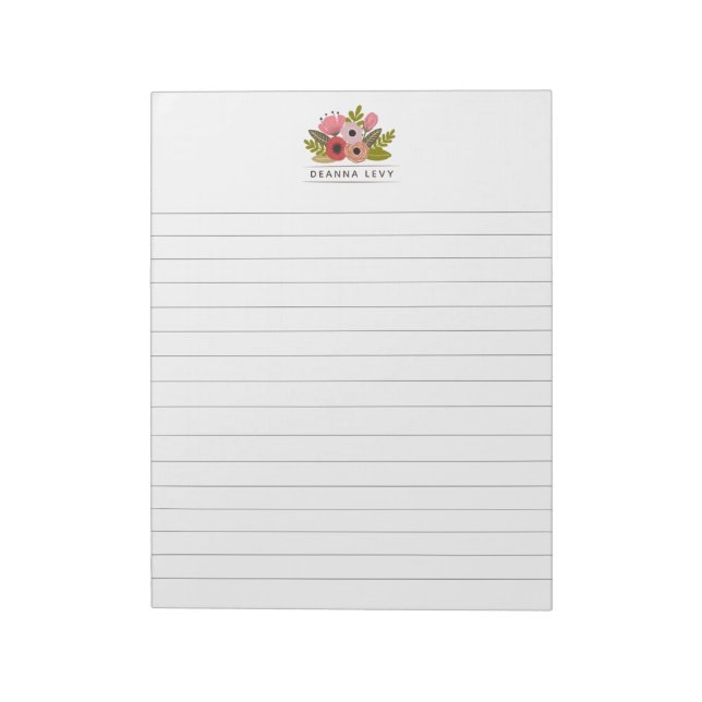 Bloc-notes personnalisé de bureau à bouquet floral (Tourné)
