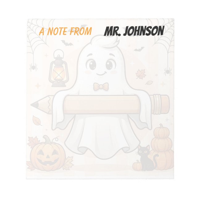 Bloc-notes personnalisé de fantôme de Halloween po (Devant)