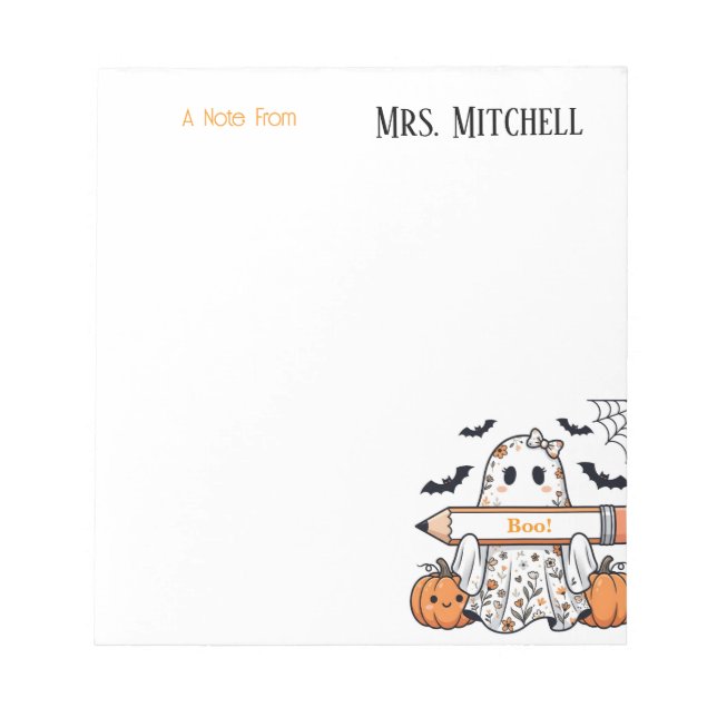 Bloc-notes personnalisé de fantôme mignon d'Hallow (Devant)