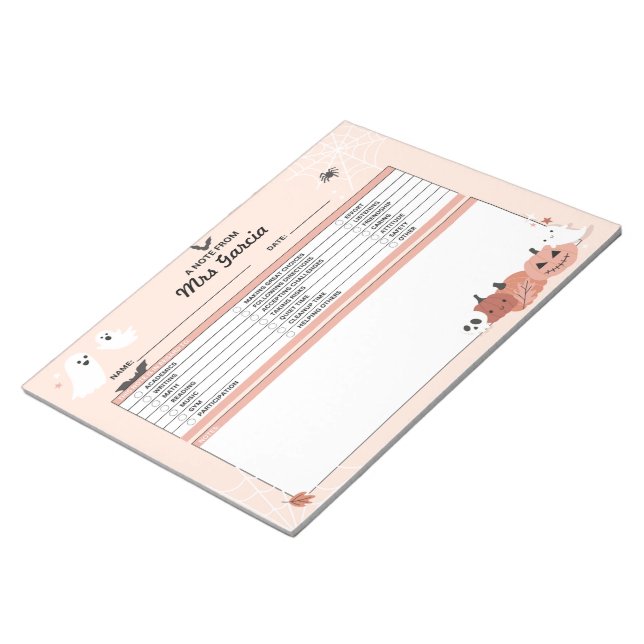 Bloc-notes personnalisé de l'enseignant, note de l (Incliné)