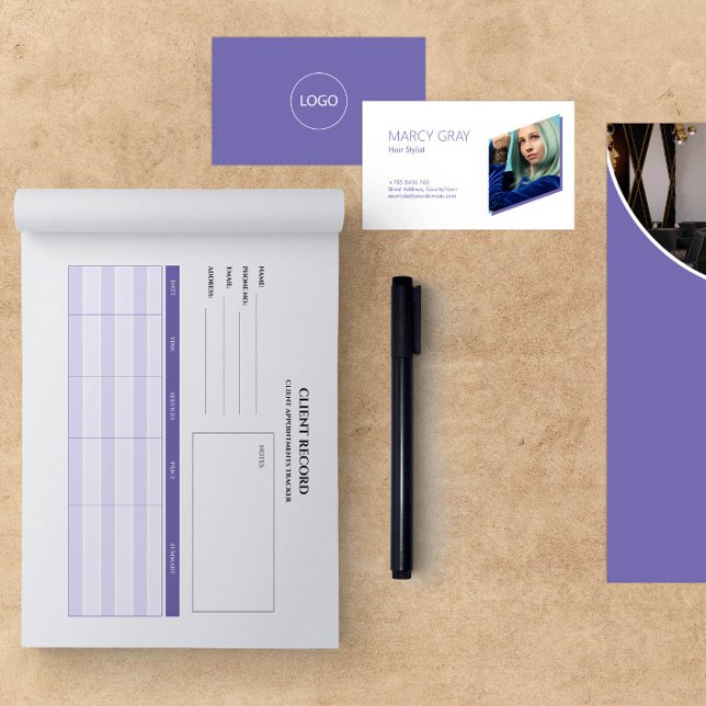 Bloc-notes personnalisé de suivi client de salon (Créateur téléchargé)