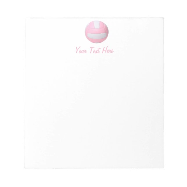 Bloc-notes personnalisé de volley-ball rose (Devant)