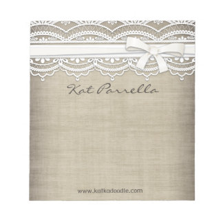Bloc-notes personnalisé en dentelle rustique et Bu